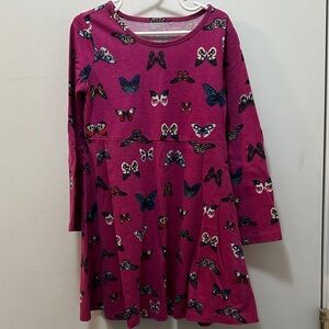 Magenta Pink Purple Butterfly 🦋 Kids Long Sleeve Dress Size 5/6